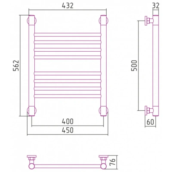 Полотенцесушитель водяной Сунержа Богема+ 40х50 см темный титан муар, современные, hi-tech - фото 2