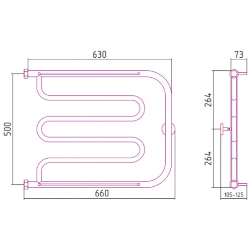 Полотенцесушитель водяной Сунержа Лира 65x50 см матовая шампань - фото 3