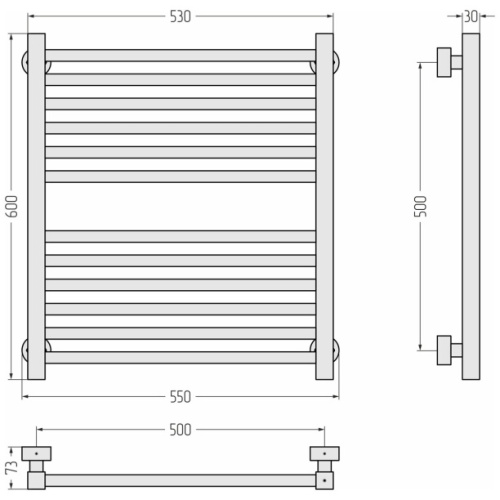 Полотенцесушитель водяной Сунержа Модус PRO 50х60 см белый матовый - фото 3