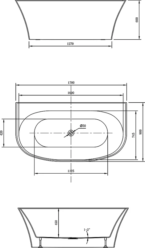 Ванна акриловая Vincea 170x90 см белая - фото 4