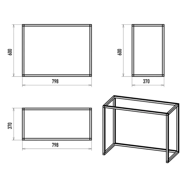 Каркас для тумбы Brevita Dakota 80 см черный, в наличии - фото 2
