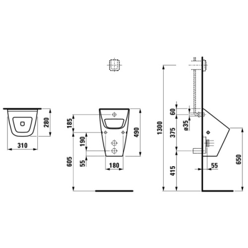 Писсуар подвесной Laufen Vila 8.4114.2.000 без отверстия для крышки - фото 3