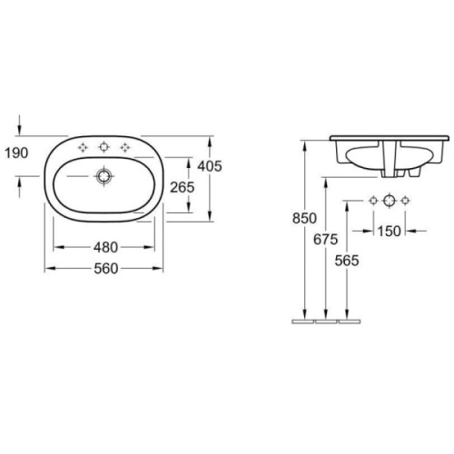 Раковина Villeroy & Boch O.novo 56 см с покрытием CeramicPlus - фото 4
