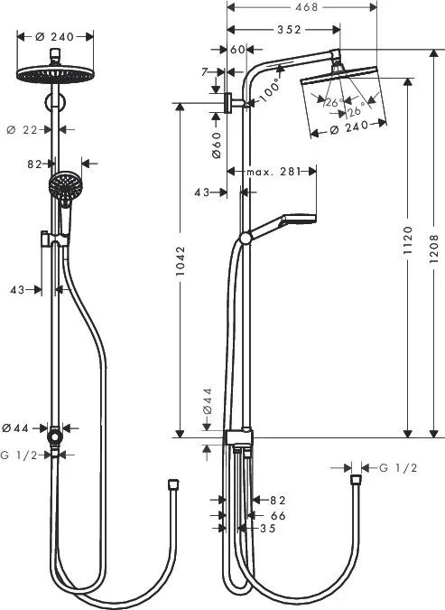 Душевая стойка Hansgrohe Crometta S без смесителя - фото 2