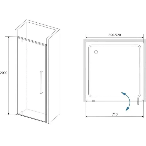 Душевая дверь в нишу RGW Stilvoll SV-02 90 см профиль хром, стекло прозрачное, современные, hi-tech - фото 2