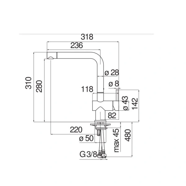 Смеситель для кухни Nobili Live белый матовый, для кухни - фото 2