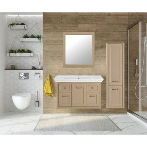 Тумба под раковину подвесная ASB-Woodline Толедо 105 см капучино index_1 - фото 9