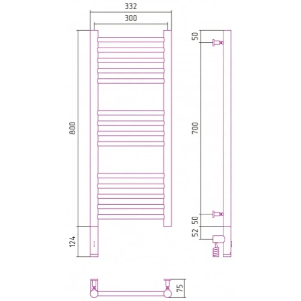 Полотенцесушитель электрический Сунержа Богема 3.0 30х80 см левый золото матовое, современные, hi-tech - фото 2