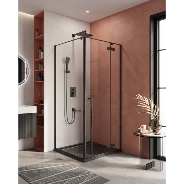 Душевой уголок Cezares Liner 90x90 см профиль черный правый - фото 2