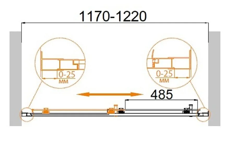 Душевая дверь в нишу Cezares Molveno 120 см с прозрачным стеклом - фото 2