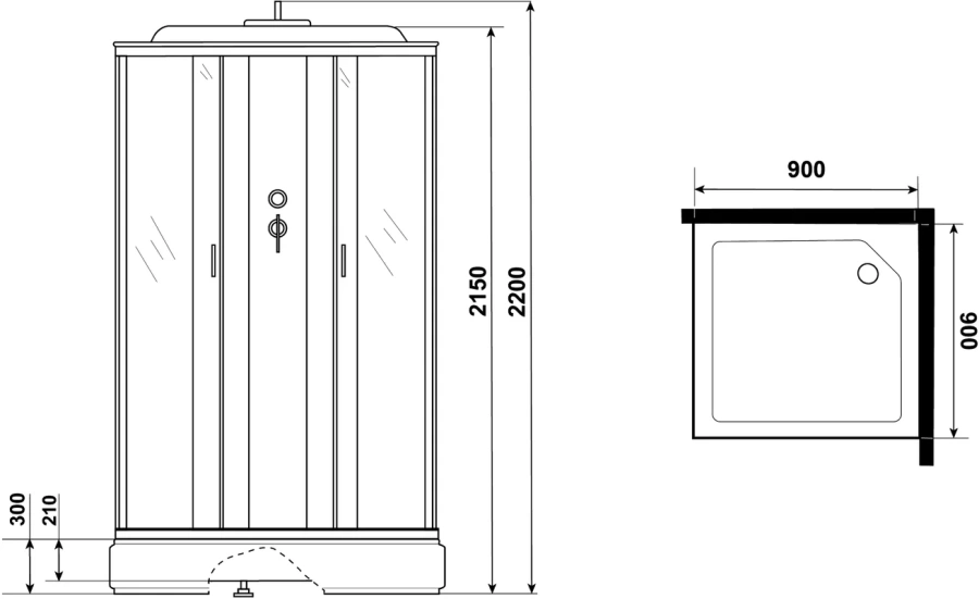 Душевая кабина Niagara Classic 90x90 см стекло матовое, 90х90 index_1 - фото 15