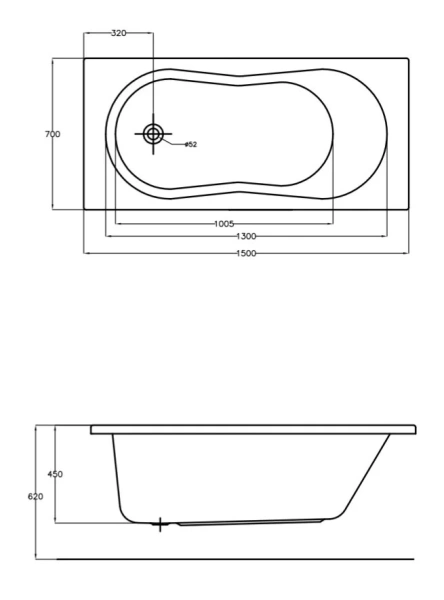 Ванна акриловая Cersanit Nike 63346 150 x 70 см, прямоугольная, белая - фото 2