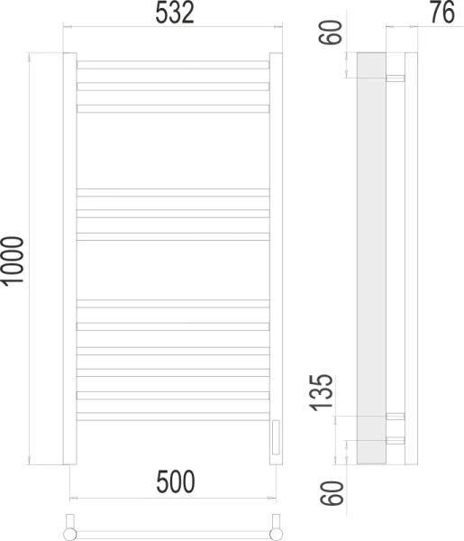Полотенцесушитель электрический Terminus Аврора П12 500х1000 хром - фото 2