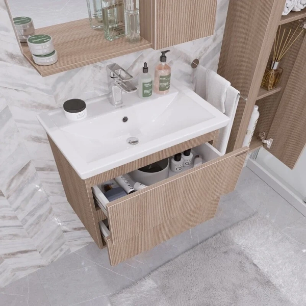 Тумба под раковину подвесная Grossman Юнит 70 см кадена вуд - фото 4