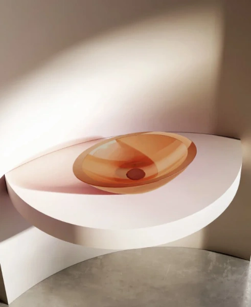 Раковина Abber Kristall 60 см оранжевая, накладные (на столешницу), пристенные - фото 3