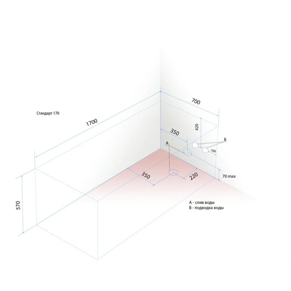 Ванна акриловая Triton Стандарт 170х70 см белая, современныe, hi-tech - фото 3