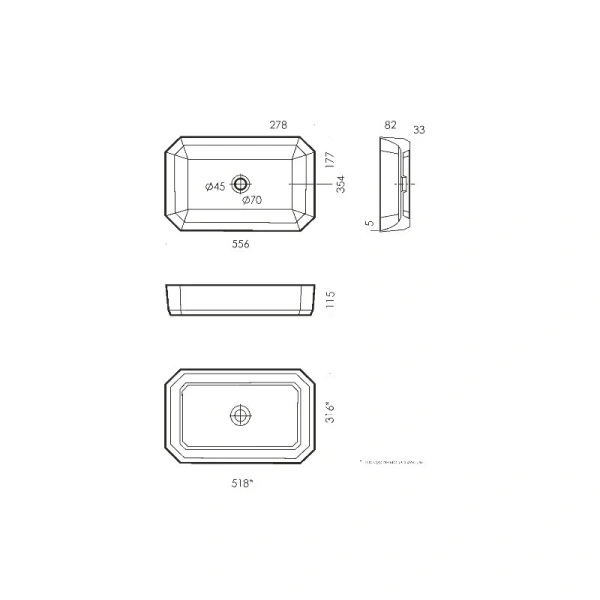 Раковина Sanita Luxe Line 55 см накладная - фото 2