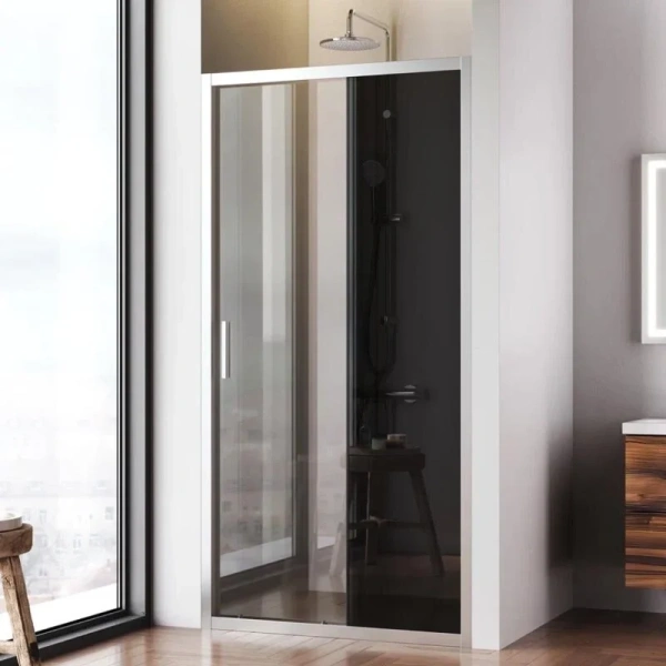 Душевая дверь в нишу AM.PM Gem Solo 100 см профиль хром стекло тонированное, недорогие, в нишу, стеклянные - фото 5