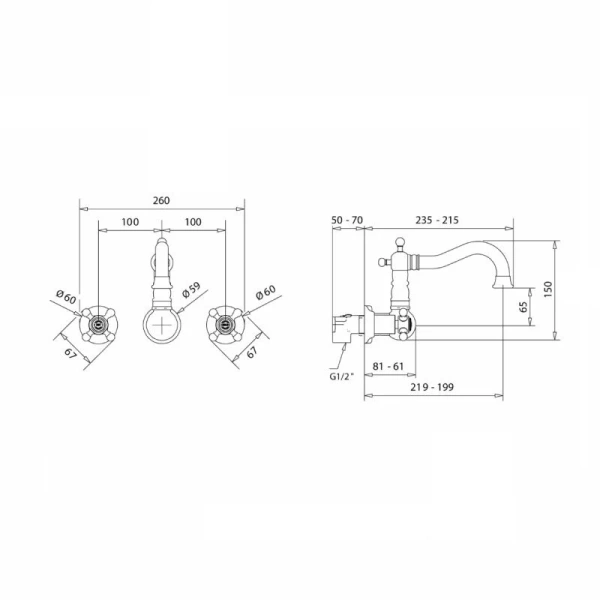 Смеситель для раковины Migliore Arcadia 183 скрытого монтажа - фото 2