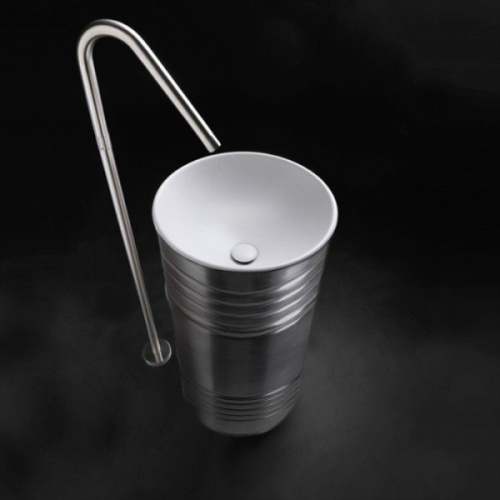 Раковина напольная Kerasan Artwork Barrel белая/серебро - фото 2