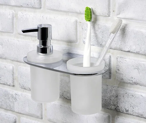 Стакан для ванной и дозатор для мыла WasserKRAFT Kammel хром - фото 3