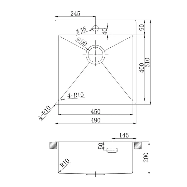 Мойка для кухни Lemark Janga 49 см чёрный матовый, врезные - фото 2