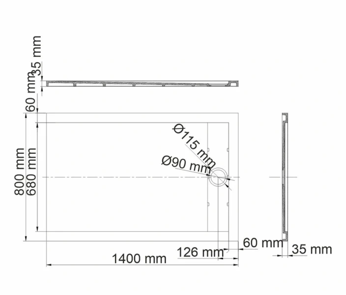 Душевой поддон WasserKRAFT Abens 140x80 см черный матовый - фото 2