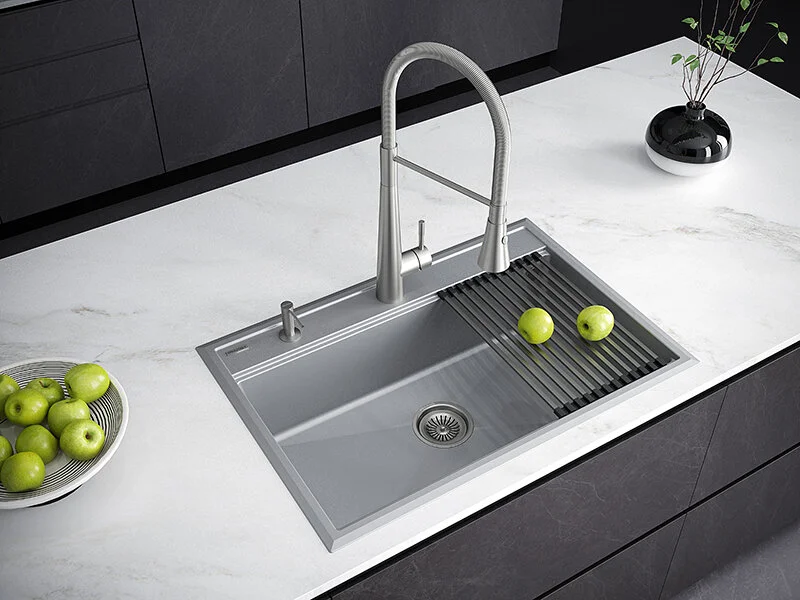 Мойка для кухни Paulmark Stepia 75 см серый металлик, прямоугольной формы - фото 3