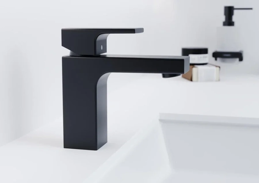 Смеситель для раковины Hansgrohe Vernis Shape матовый черный, без донного клапана, черные - фото 4