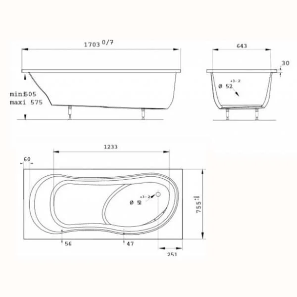 Ванна акриловая Jacob Delafon Bain Douche E6226-00 170 x 75 см, белая - фото 2
