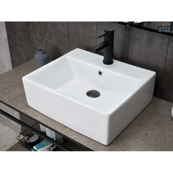Раковина GID Geometrico N9145 46 см накладная белая 51214 (детальная фотография), 45 см