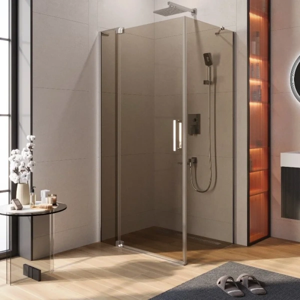 Душевой уголок Cezares Slider 80х100 см стекло бронзовое профиль хром SLIDER-AH-1-80-90/100-BR-Cr (детальная фотография)