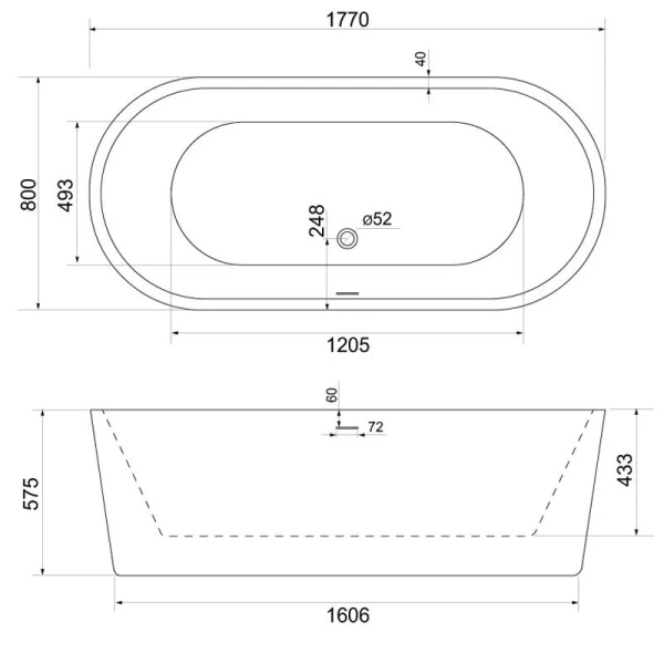 Ванна акриловая BelBagno 177x80 см отдельностоящая BB109-177-80 (детальная фотография), акриловые