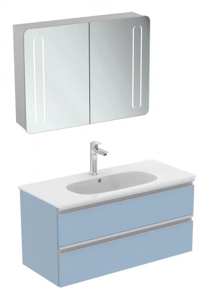 Тумба под раковину подвесная Ideal Standard Tesi 100 см серо-голубая матовая T0052WI (детальная фотография), современная, hi-tech