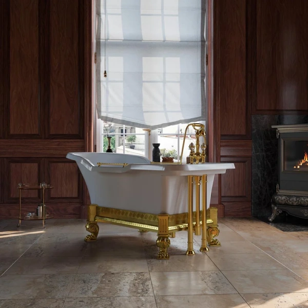 Ванна из искусственного камня Migliore Impero Affusto 180х87 см фурнитура золото 26342 (детальная фотография)