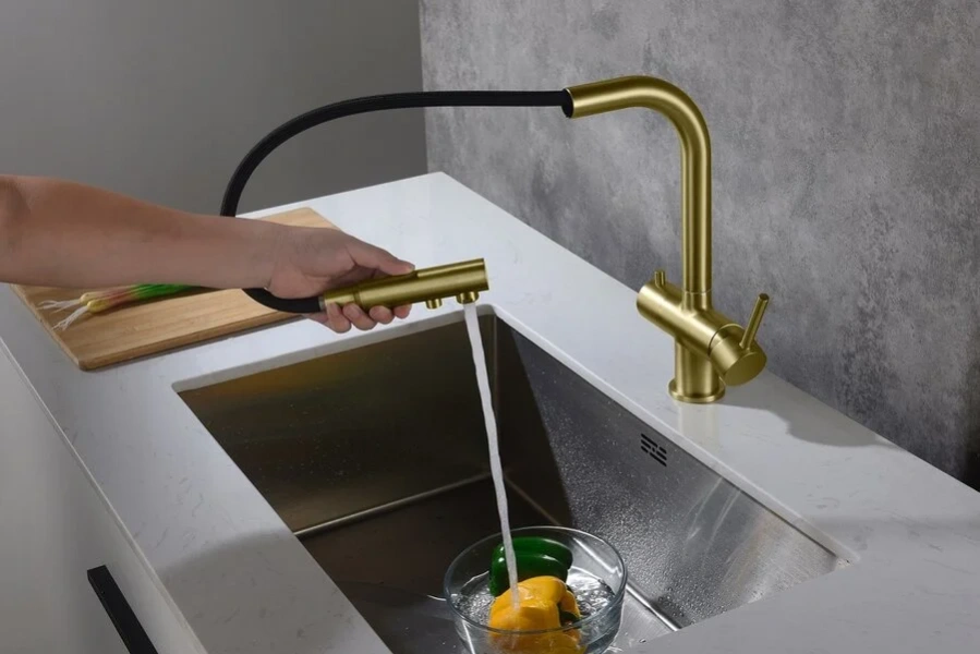 Смеситель для питьевой воды Timo Saona золото матовое 2356/17FL (детальная фотография), золото