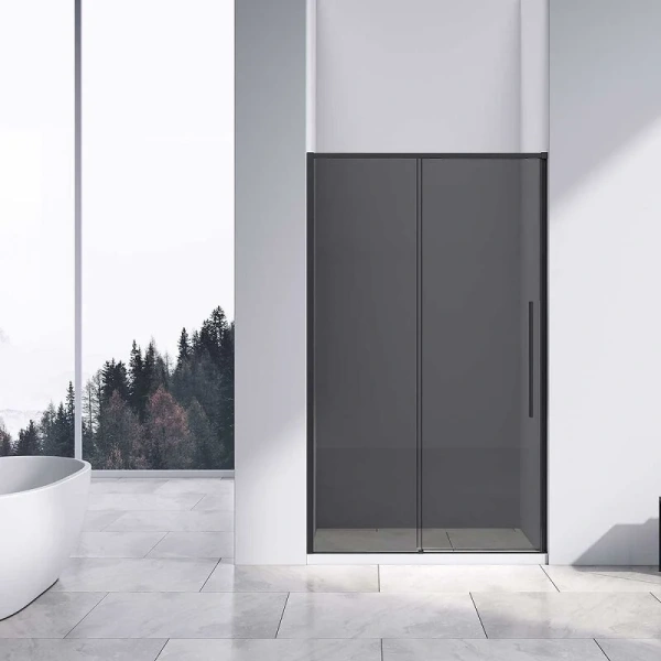 Душевая дверь в нишу Vincea Slim-N 140 см профиль черный стекло тонированное VDS-4SN140CGB (детальная фотография)