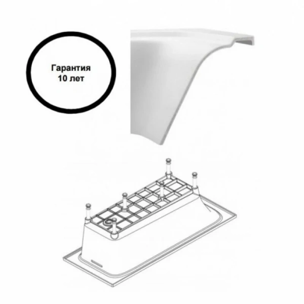 Ванна из искуственного камня Jacob Delafon ELITE E6D030-00 170х70 см (детальная фотография), без гидромассажа, большие