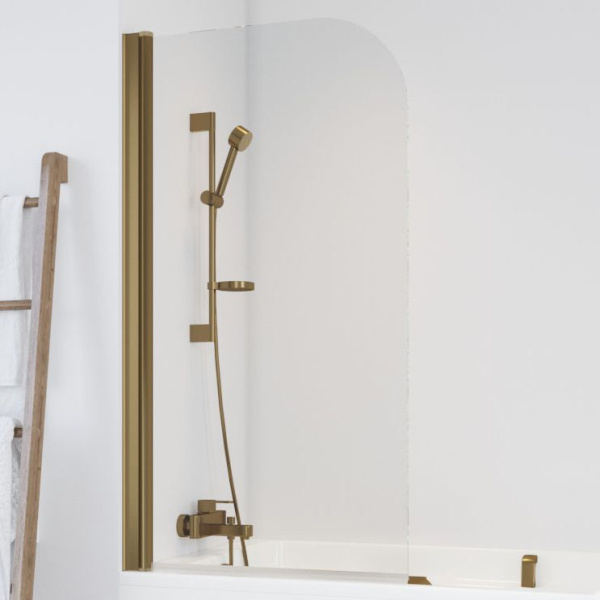 Душевая шторка на ванную профиль бронза стекло прозрачное Vegas-glass EV 76 05 01 (детальная фотография)