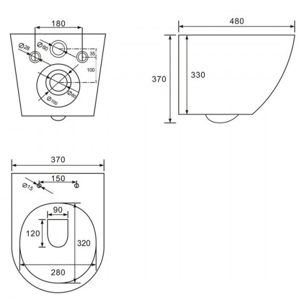 Схема (детальная фотография), без бачка, со скрытым бачком