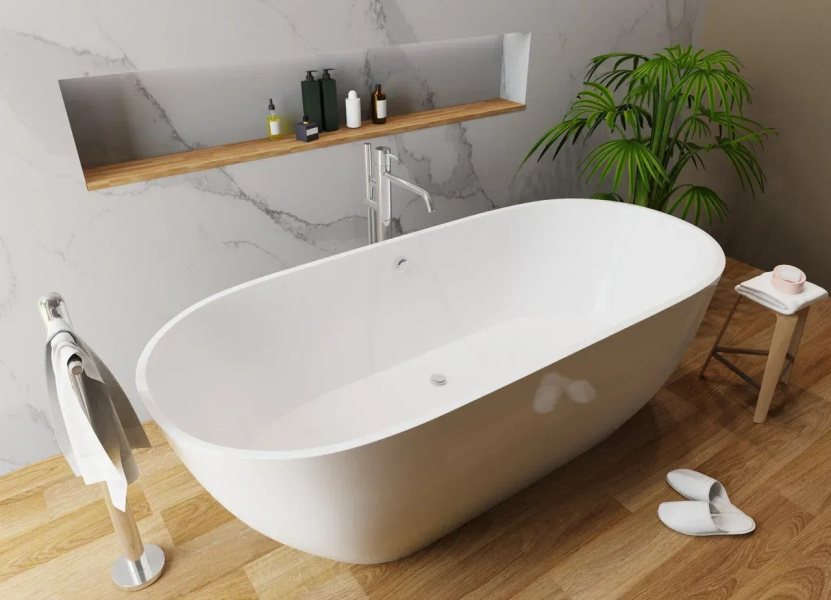 Ванна из литьевого мрамора Эстет Майами 180x80 см белая матовая ФР-00014382 (детальная фотография), 180x80 см