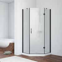 Душевой уголок профиль черный глянцевый стекло шиншилла Vegas-glass