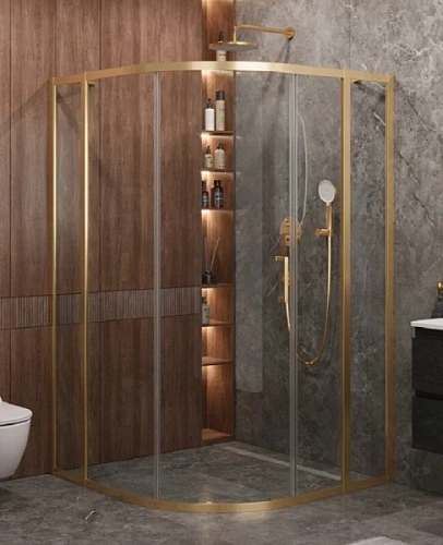 Душевой уголок Cezares Molveno 120х120 см стекло прозрачное профиль золото - фото 3