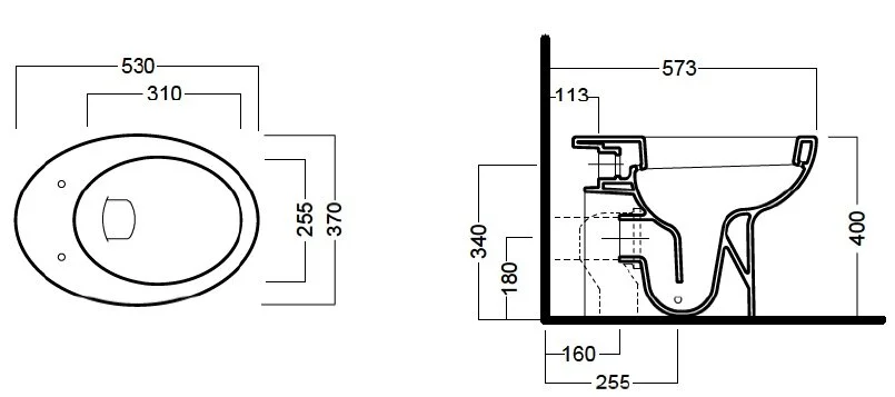 Унитаз напольный Hatria Erika Pro YXBR01 35х55 см (детальная фотография), приставные, встраиваемые
