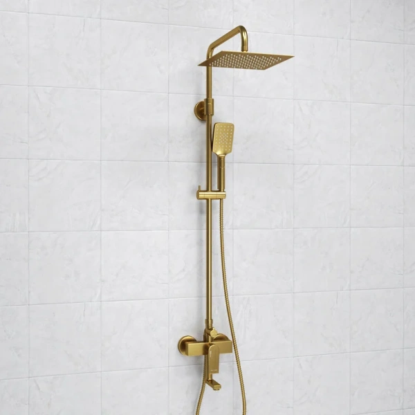 Душевая стойка WasserKRAFT Aisch матовое золото A155.198.201.BG (детальная фотография), золото