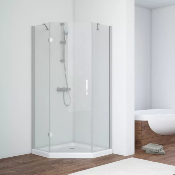 Душевой уголок профиль матовый хром стекло прозрачное Vegas-glass AFA-Pen NOVO 100 07 01 L (детальная фотография)