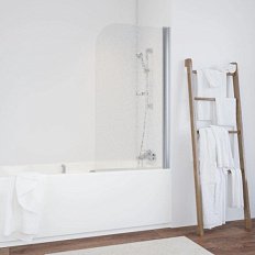 Душевая шторка на ванную профиль черный матовый стекло фея Vegas-glass