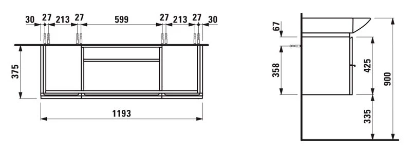 Тумба под раковину подвесная Laufen Case 120 см белая матовая 4.0130.2.075.463.1 (детальная фотография), в наличии
