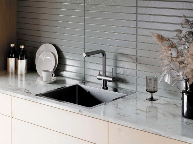 Мойка для кухни Omoikiri Akisame 51-GB 51 см графит 4997013 (детальная фотография), из нержавеющей стали, стальные, металлические