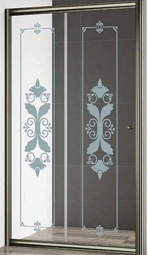 Душевая дверь в нишу Cezares Giubileo 120 см стекло прозрачное с матовым рисунком, профиль бронза - фото 2